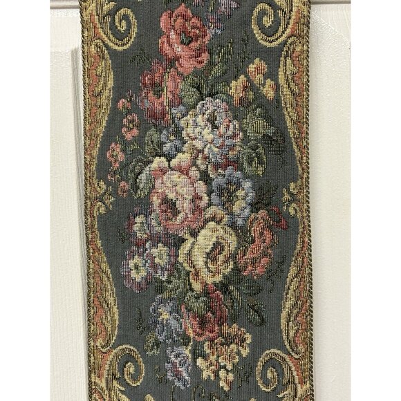 Vintage Floral Tapestry Ornate Gold Brass Butler's / Bell Pull Victorian Pink - Picture 9 of 13